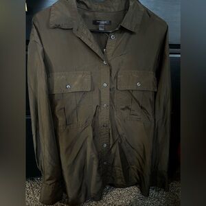Brown 100% Silk button down